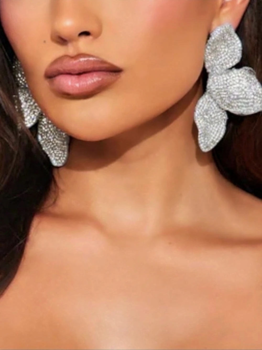 🩶▪️Piper K▪️ Floral Crystal Pavé Drop Earrings in Silver